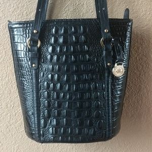 Brahmin Crocodile Black Leather Shoulder Bag